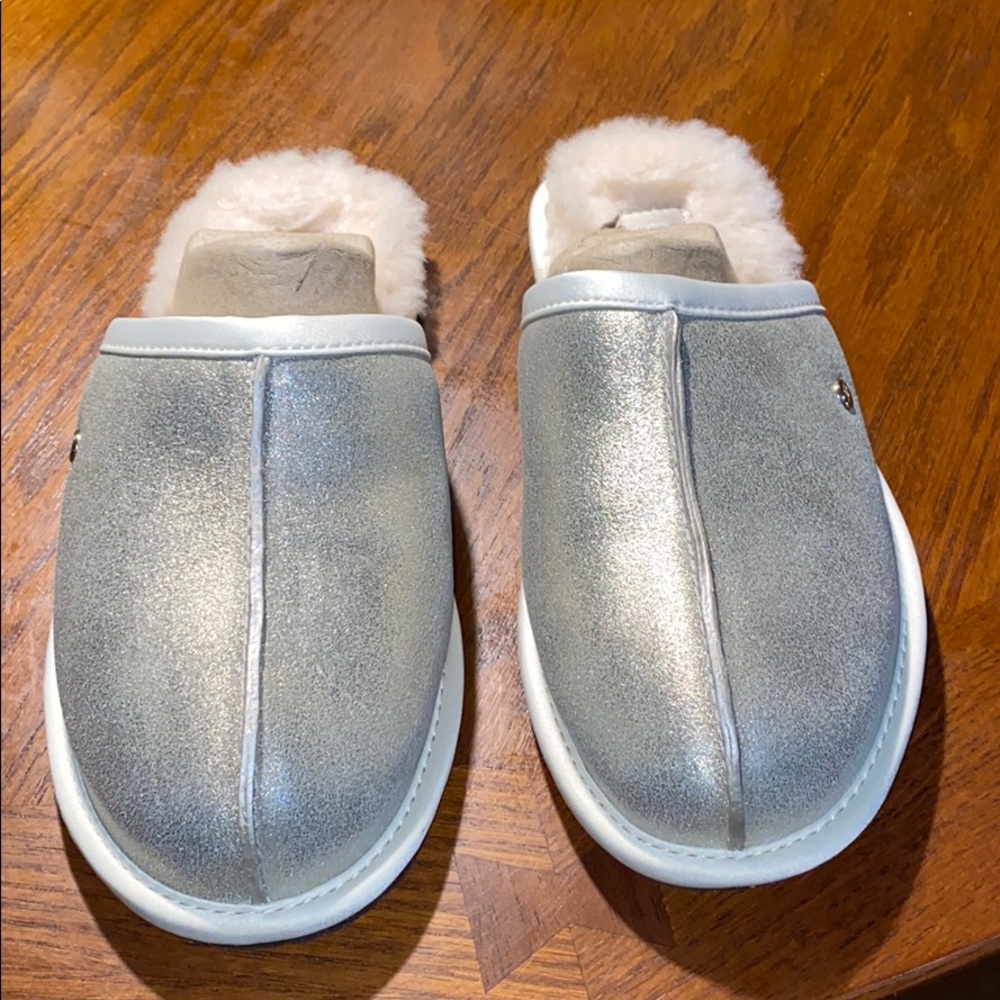 Silver ugg slippers brand new